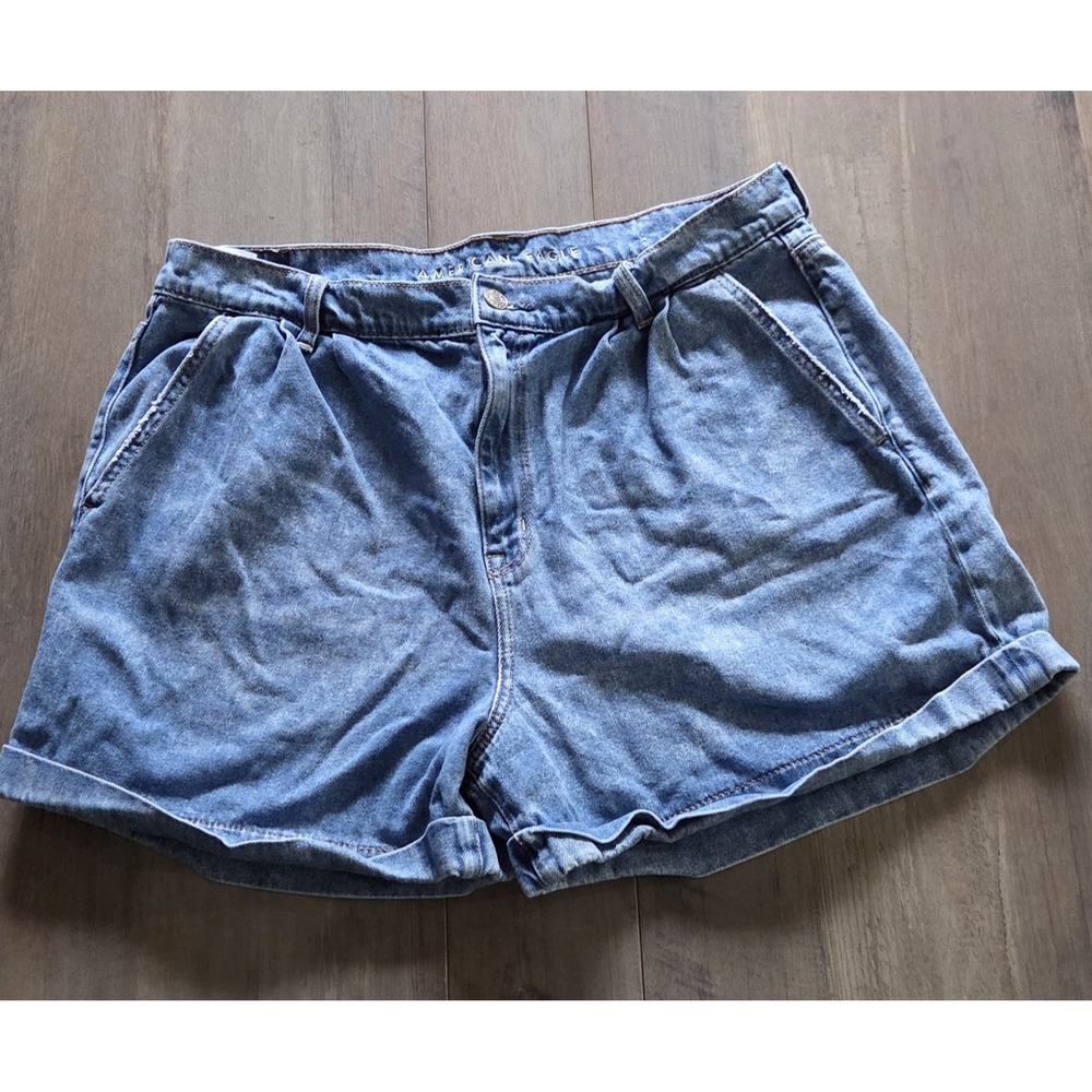 American Eagle Stretch Women Shorts Cuffed Denim Medium Wash Size 16